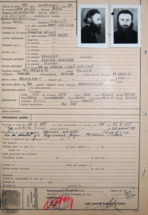 1955-1956, părintele Arsenie Boca în ancheta Securităţii Poza 67860