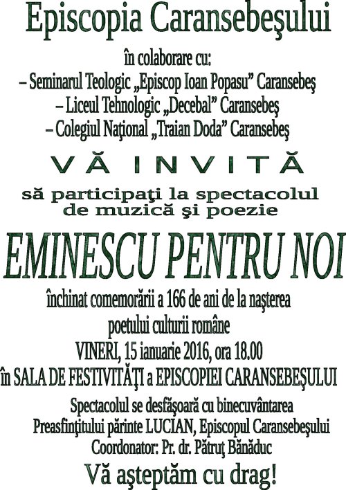 Spectacol de Ziua Națională a Culturii la Centrul eparhial din Caransebeș Poza 66757