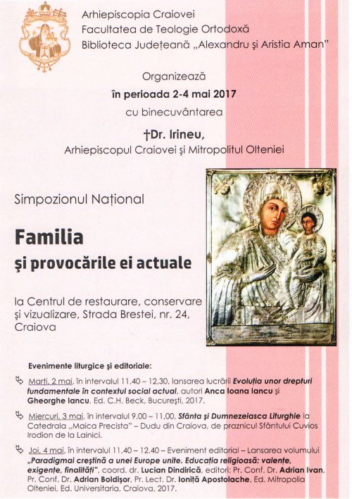 Simpozionul Naţional „Familia şi provocările ei actuale”, la Craiova