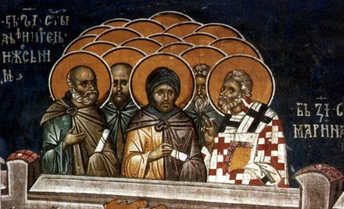 Sf. Sfinţit Mc. Atinoghen cu cei 10 ucenici ai lui;  Sf. Mc. Iulia
