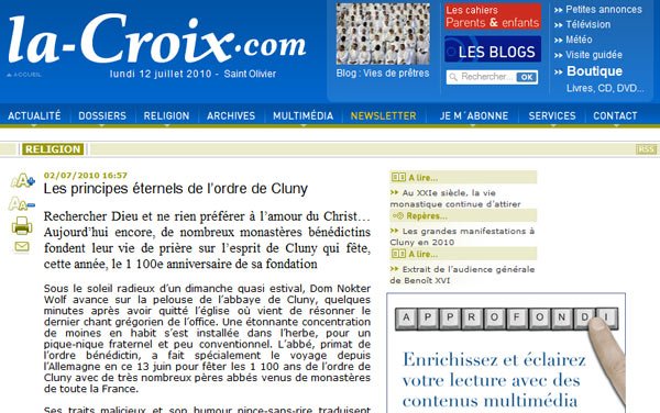 Mănăstirea Cluny din Franţa, 1.100 de ani de la întemeiere 99088