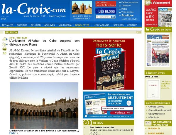 Universitatea Al-Azhar din Cairo întrerupe dialogul cu Roma 103147