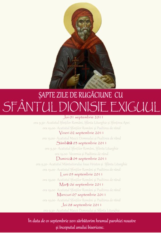 Şapte zile de rugăciune cu Sfântul Dionisie Exiguul 108055