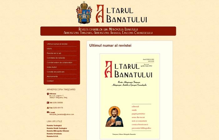 Site-ul oficial al revistei eparhiale „Altarul Banatului“ 90024