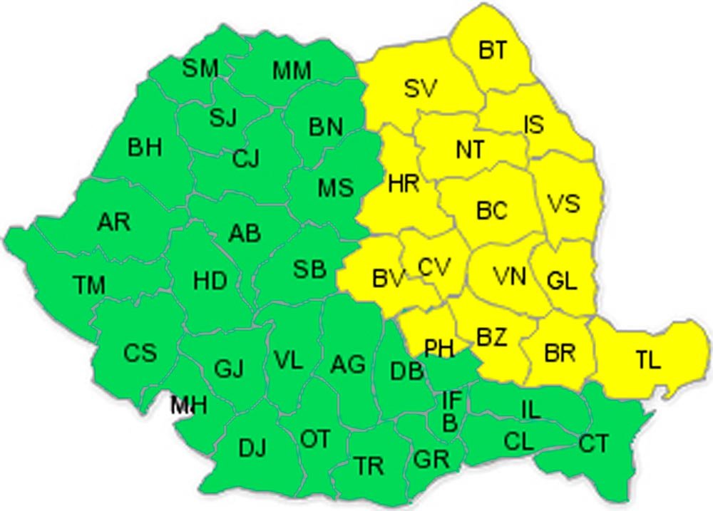 Ploi, vânt şi grindină în 15 judeţe 85583