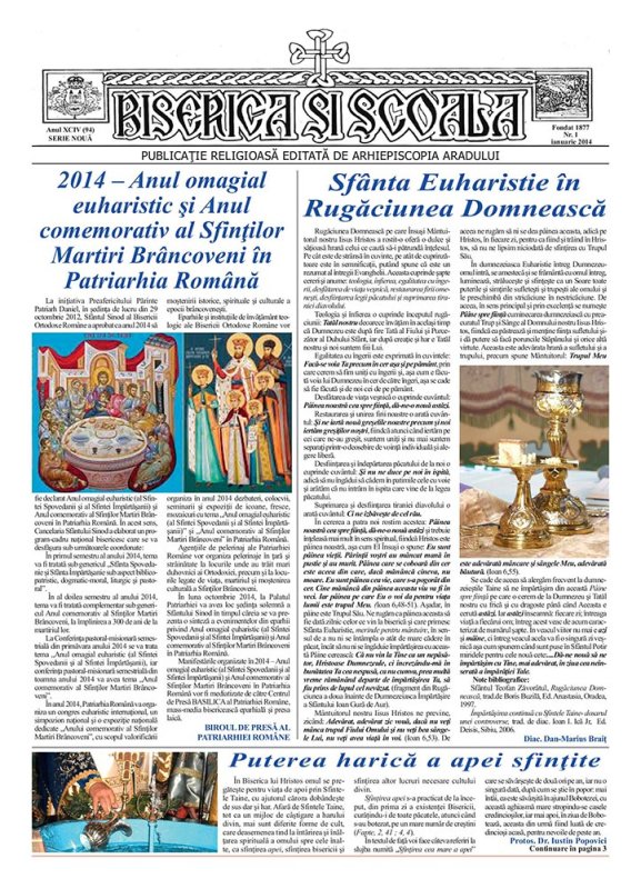 Număr nou al revistei „Biserica şi Şcoala“ a Arhiepiscopiei Aradului 81080