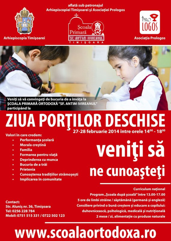 Ziua porţilor deschise la Şcoala „Sfântul Antim Ivireanul“ din Timişoara 80711