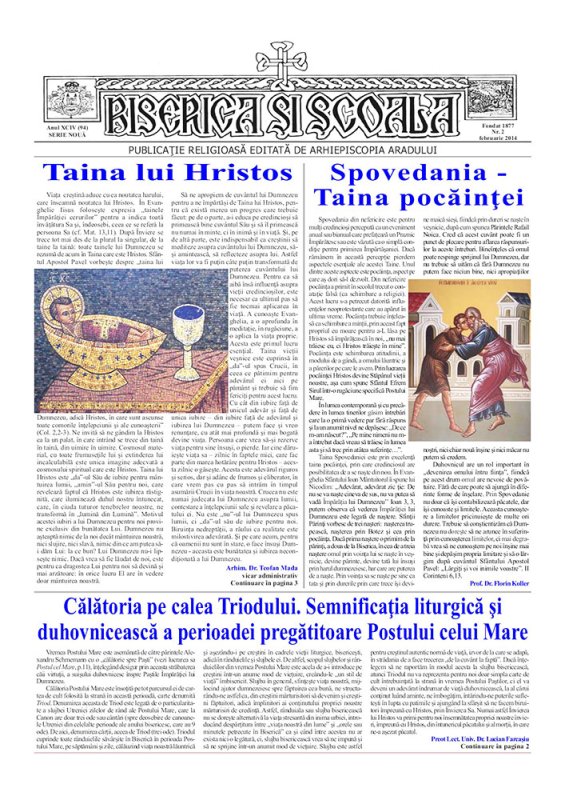 Număr nou al revistei „Biserica şi Şcoala“ a Arhiepiscopiei Aradului 80420