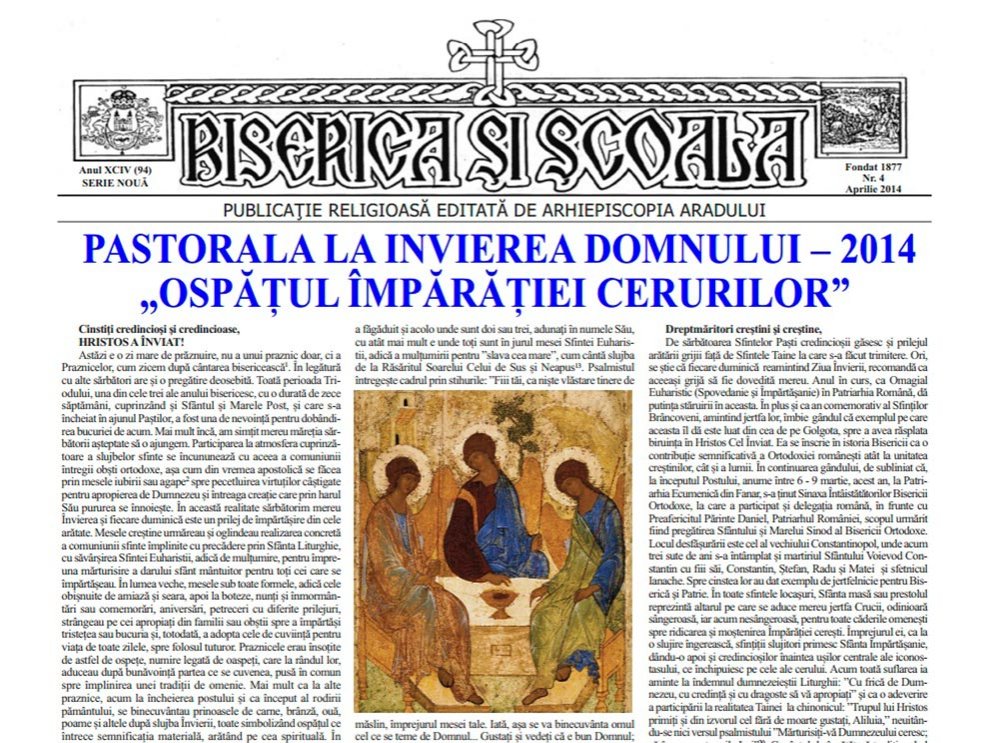 Număr nou al revistei „Biserica şi Şcoala“ a Arhiepiscopiei Aradului 79234