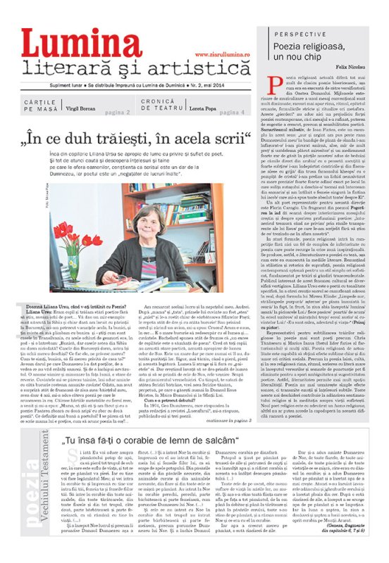 Un nou număr al suplimentului „Lumina literară şi artistică“ 79183