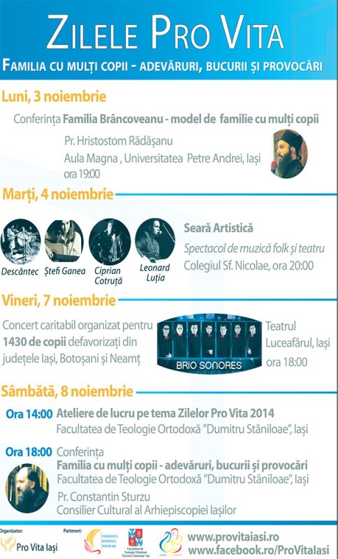 Zilele Pro Vita Iaşi, cu evenimente dedicate familiei cu mulţi copii 75823