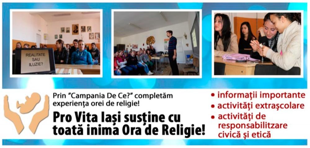 Departamentul Pro Vita susţine ora de religie 73523