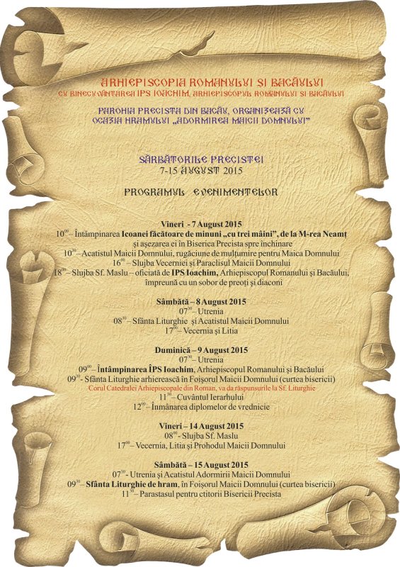 Sărbătorile bisericii „Precista“ din municipiul Bacău 70467