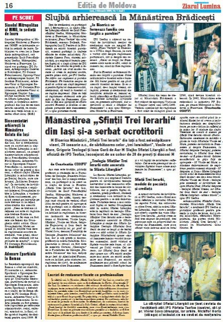 2.000 de apariţii ale ediţiei de Moldova a „Ziarului Lumina“, timp de şase ani 69172