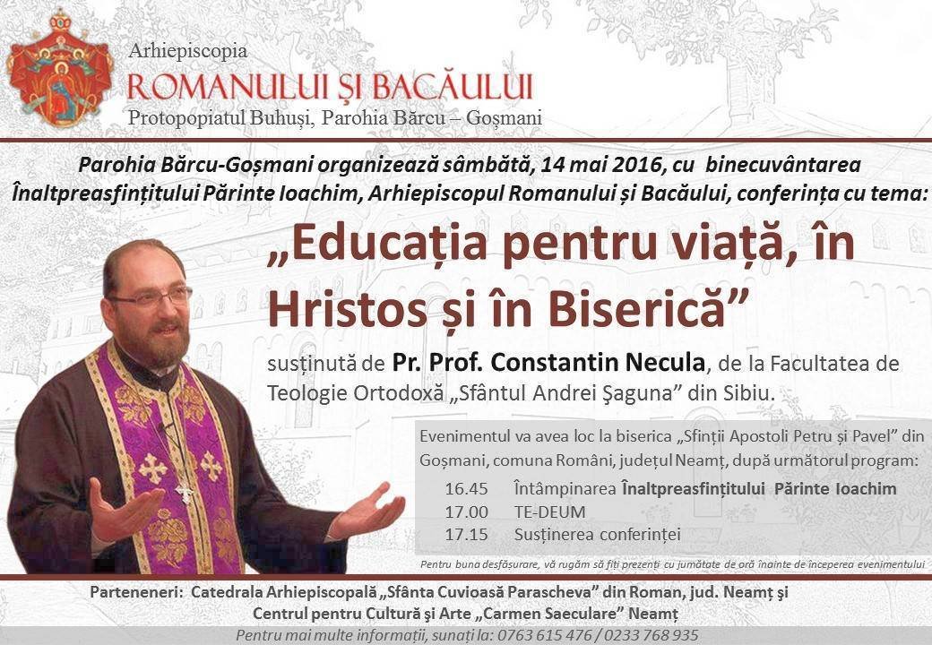 Preotul Constantin Necula va conferenţia în Parohia Bărcu, Protoieria Buhuşi 60275