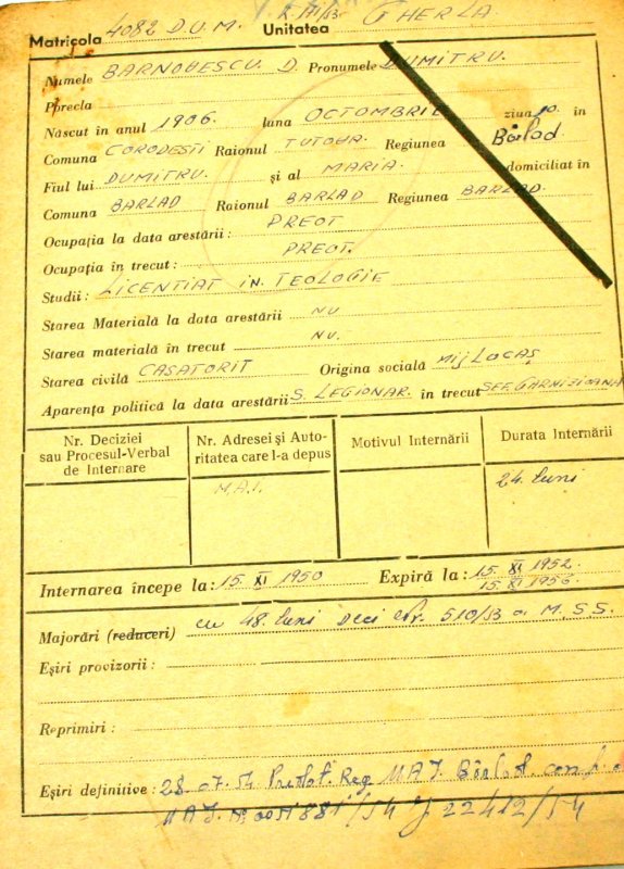 Preotul Dumitru Bârnovescu în temniţa comunistă 57901