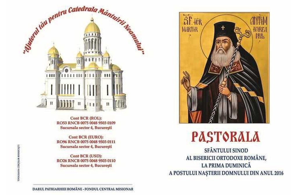 Pastorala Sfântului Sinod al Bisericii Ortodoxe Române la prima Duminică a Postului Nașterii Domnului din anul 2016 300569