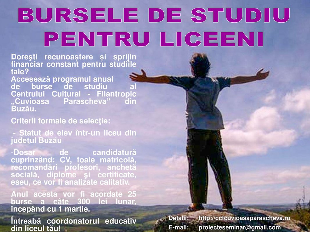 Centrul „Cuvioasa Parascheva” din Buzău oferă burse liceenilor merituoşi 42597