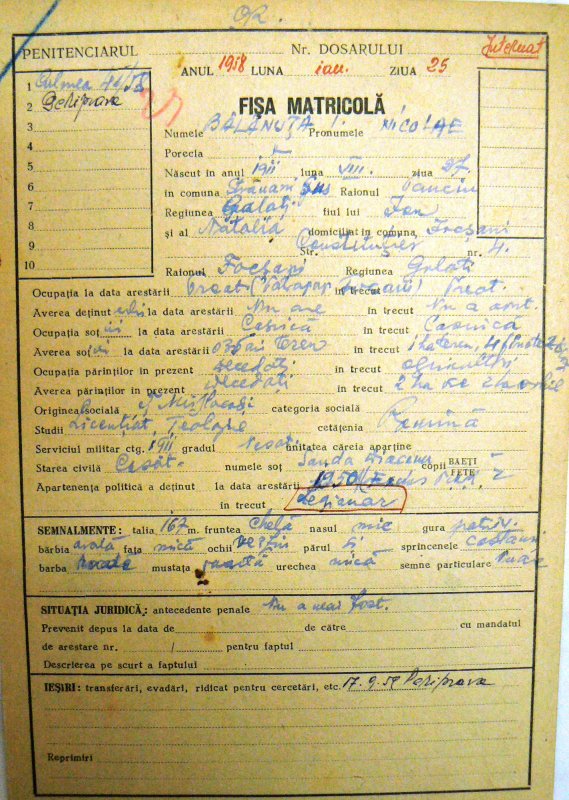 Preotul Nicolae Bălănuţă din Focşani, în temniţa comunistă 38524