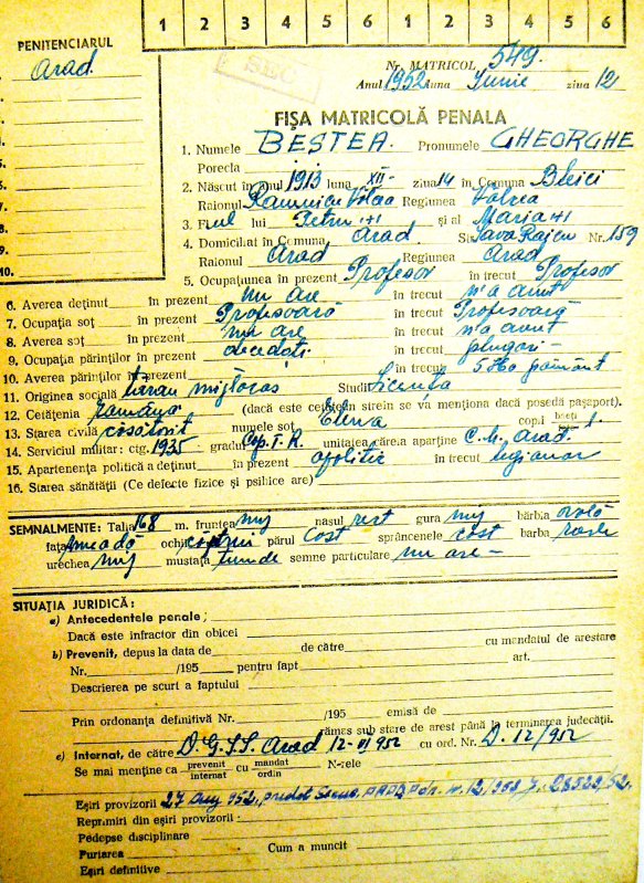 Preotul profesor Gheorghe Beştea din Arad, în temniţa comunistă 32770