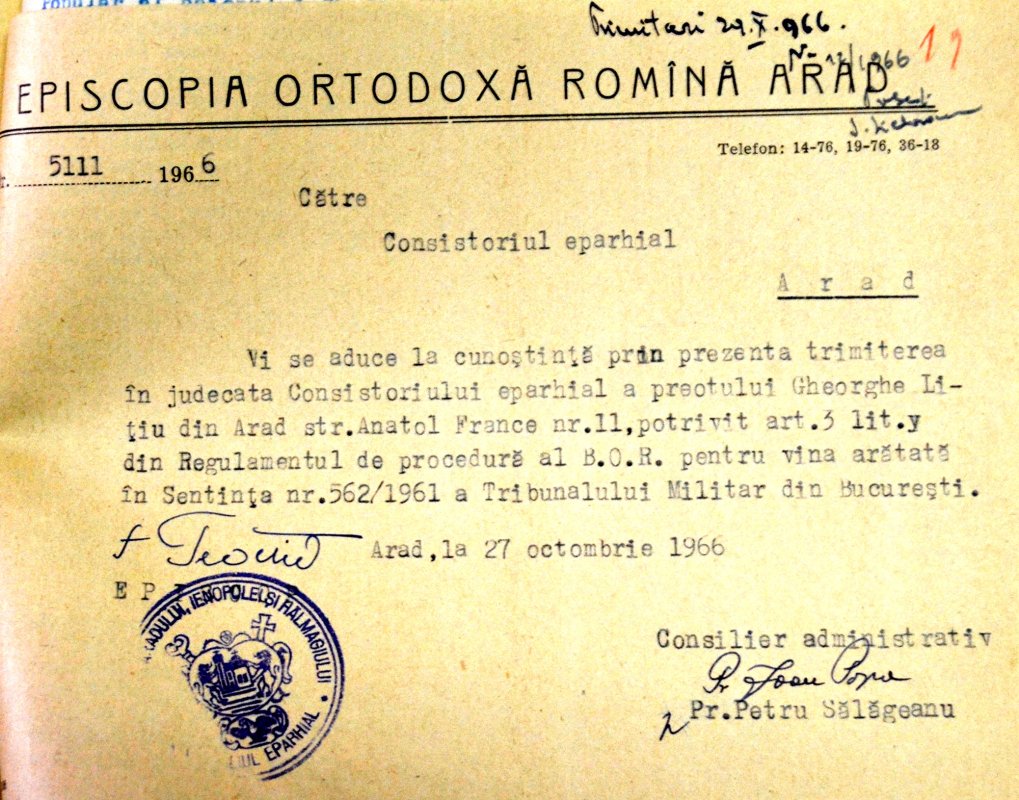 Preotul Gheorghe Liţiu din Arad, sub persecuţia comunistă 31291