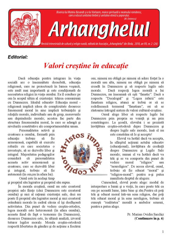 Un nou număr al revistei  de cultură și religie rurală „Arhanghelul” 17066