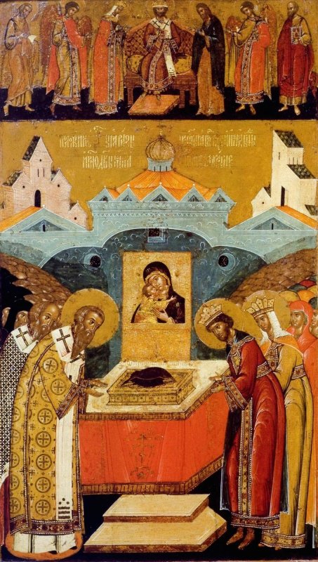 Aşezarea cinstitului brâu al Maicii Domnului în raclă 11681