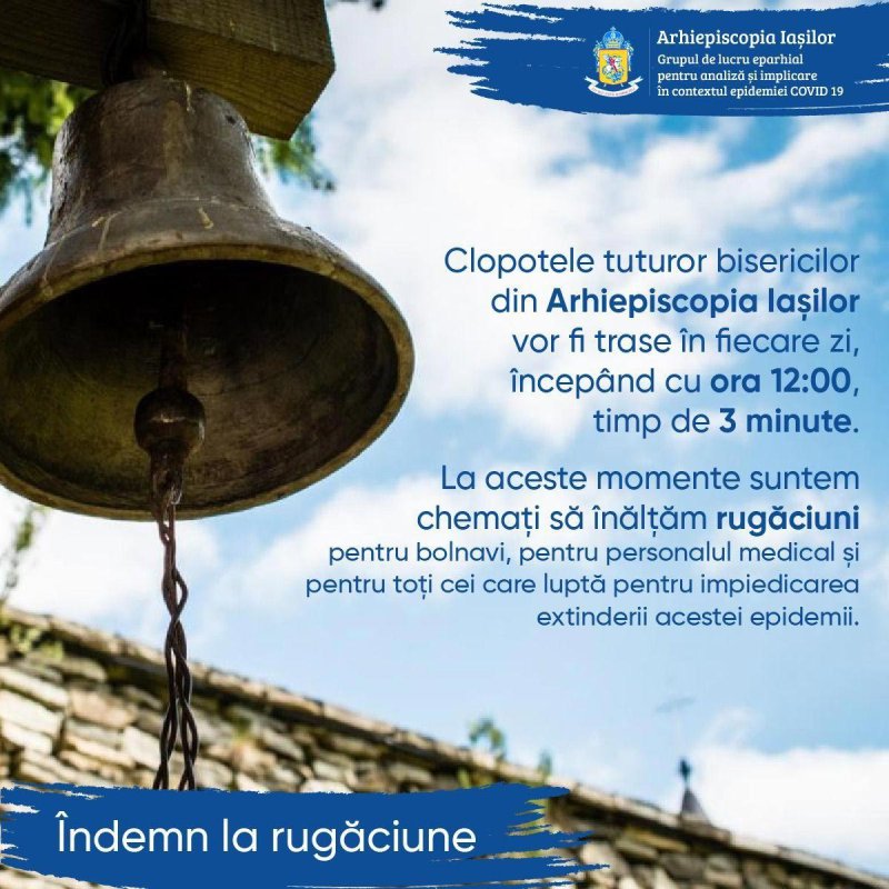 Clopotele tuturor bisericilor din Arhiepiscopia Iașilor sunt trase zilnic la ora 12:00 141388