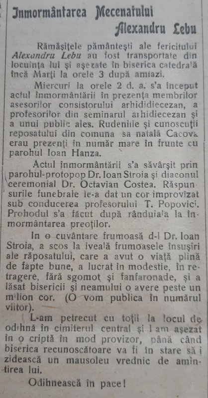 Alexandru Lebu, un mare filantrop ortodox la Sibiu 141835