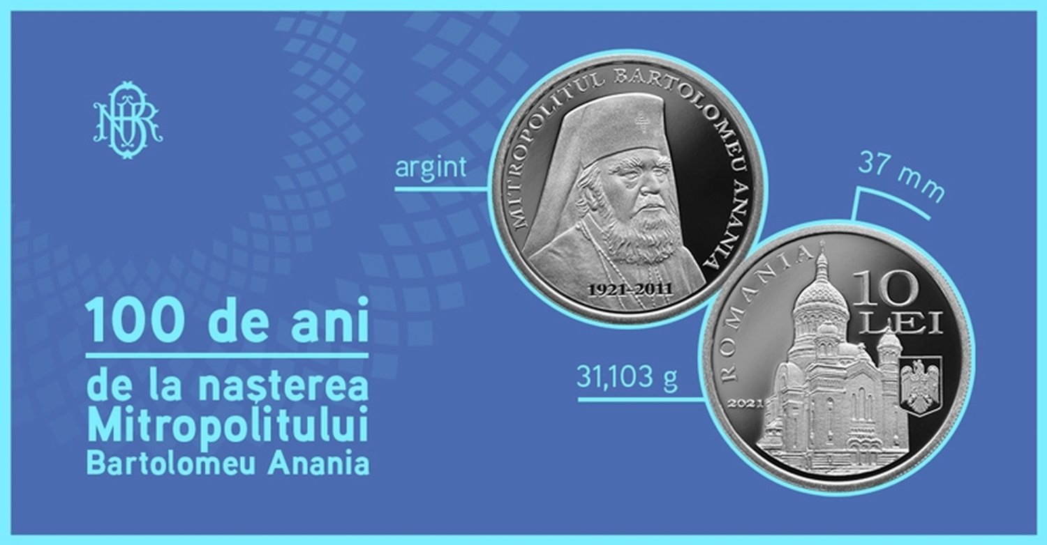 Monedă BNR dedicată Mitropolitului Bartolomeu Anania 165002