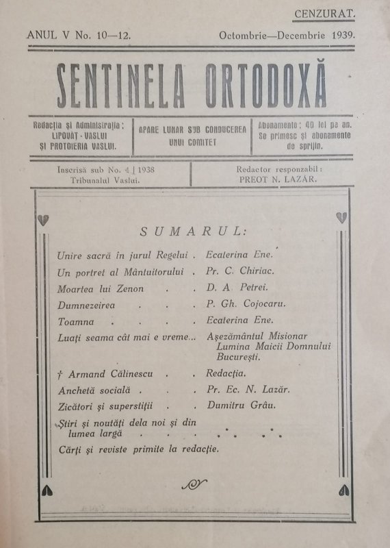 „Sentinela ortodoxă” sau  Starea de trezie a satului românesc 164992