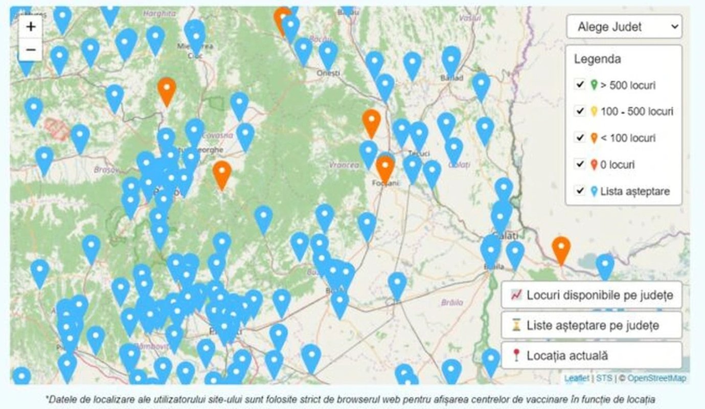 Harta interactivă a centrelor de vaccinare 167969
