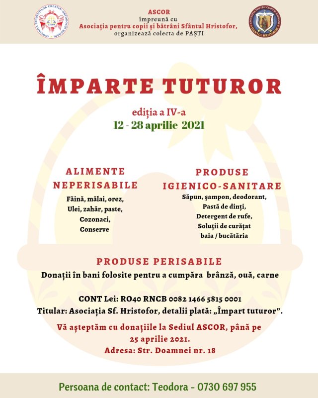 Colectă organizată de ASCOR pentru ajutorarea persoanelor nevoiaşe 168964