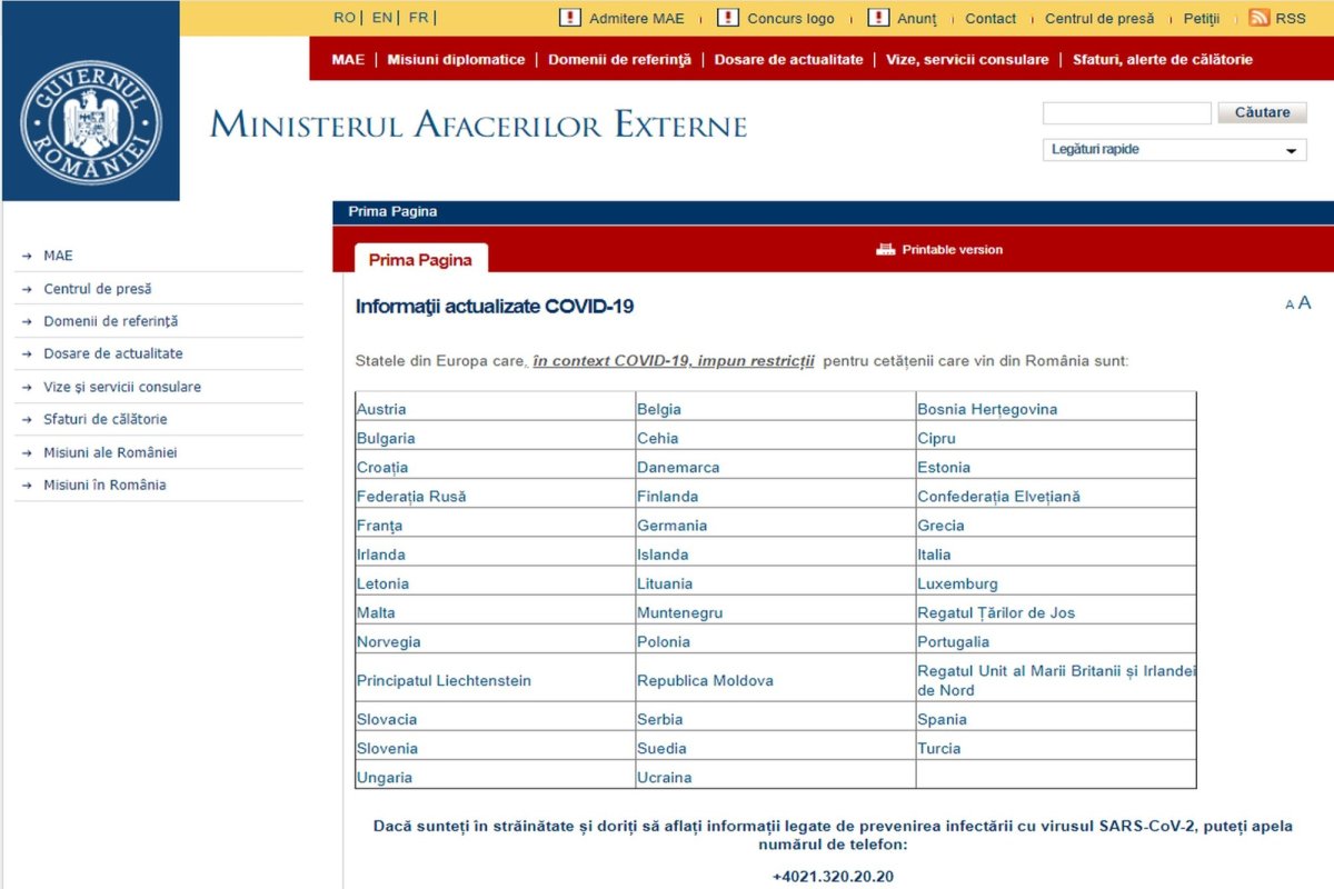 Informații actualizate despre condițiile de călătorie  171284