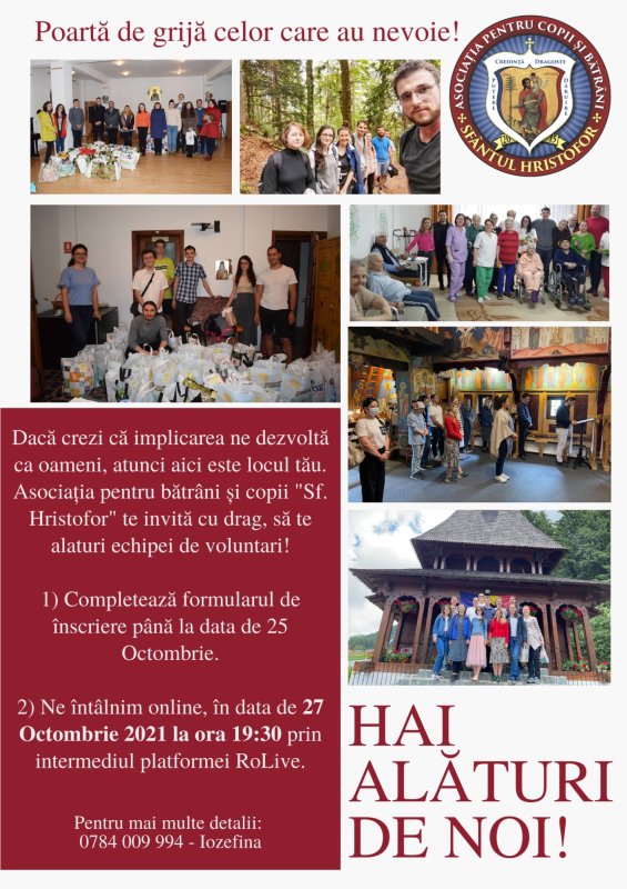 Asociația pentru copii și bătrâni „Sfântul Hristofor” caută voluntari 188007
