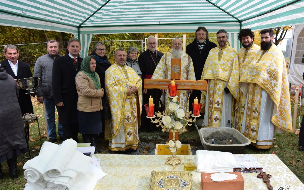 Punerea pietrei de temelie pentru o biserică din orașul austriac Klagenfurt 191353