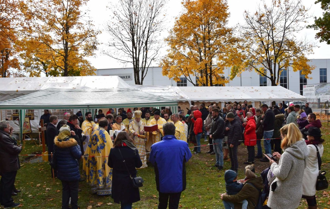 Punerea pietrei de temelie pentru o biserică din orașul austriac Klagenfurt 191355