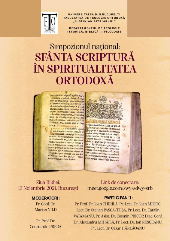 Simpozion național de Ziua Bibliei organizat de  Facultatea de Teologie Ortodoxă „Justinian Patriarhul” 192413