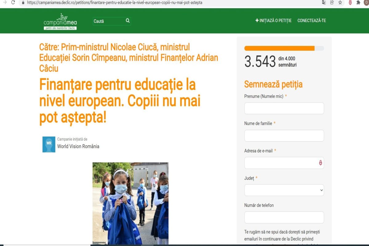 Petiţie pentru alocarea a 4,7% din PIB educaţiei 198097