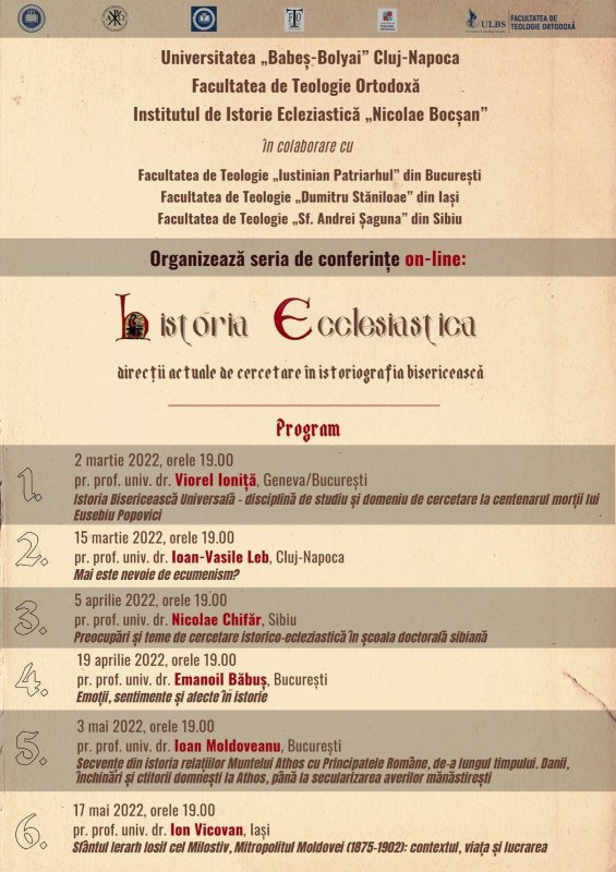 Seria de conferințe „Historia Ecclesiastica” - direcții actuale de cercetare în istoriografia bisericească 204978