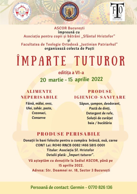 A început colecta de Paști „Împarte tuturor” 207190