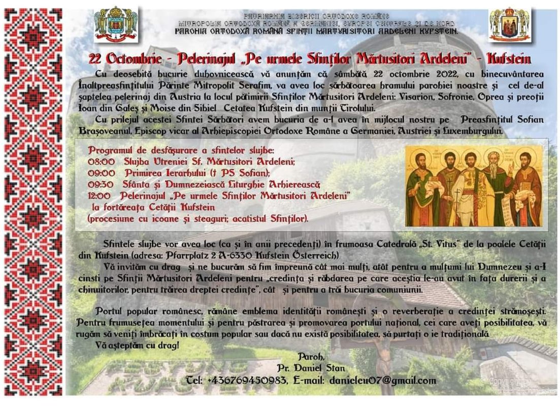 Parohia „Sfinții Mărturisitori Ardeleni”-Kufstein își va sărbători hramul 230650
