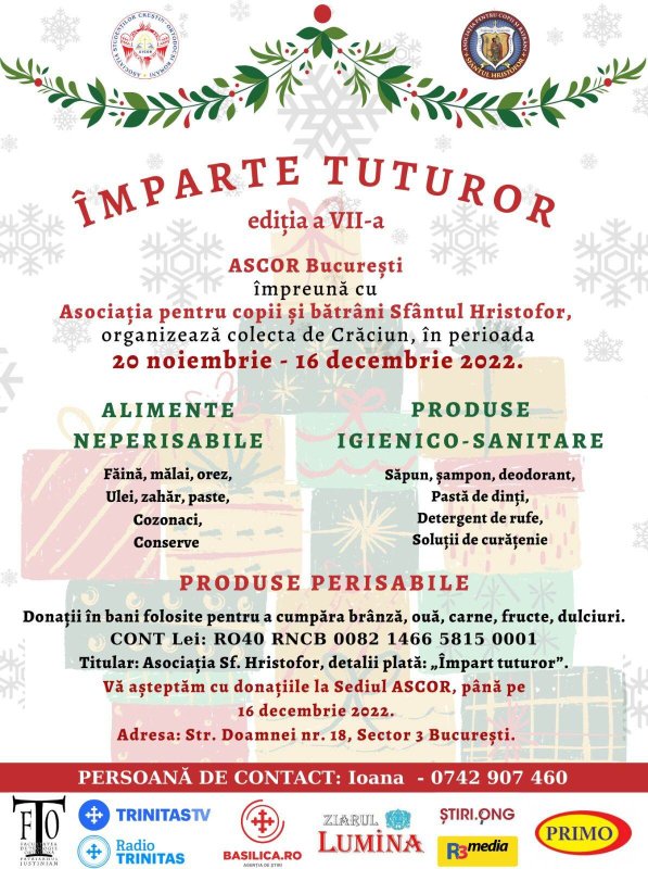 A început colecta  de Crăciun „Împarte tuturor” 235361