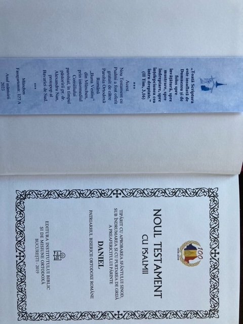 Noul Testament cu Psalmii oferit gratuit  de o parohie românească din Germania 244798