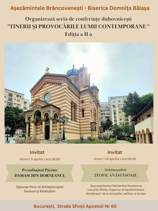 O nouă serie de conferințe duhovnicești la Biserica Domnița Bălașa din București 290458