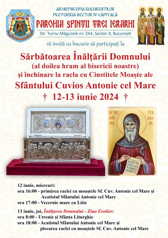 Moaștele Sfântului Antonie vor fi duse spre închinare la o biserică din București 298932