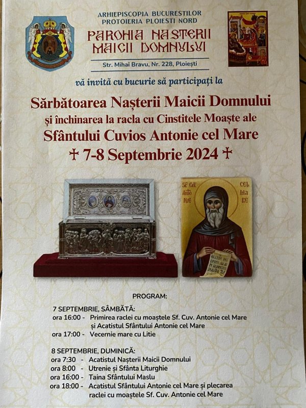 Moaștele Sfântului Antonie cel Mare vor fi duse spre închinare la o biserică din Ploiești 307618