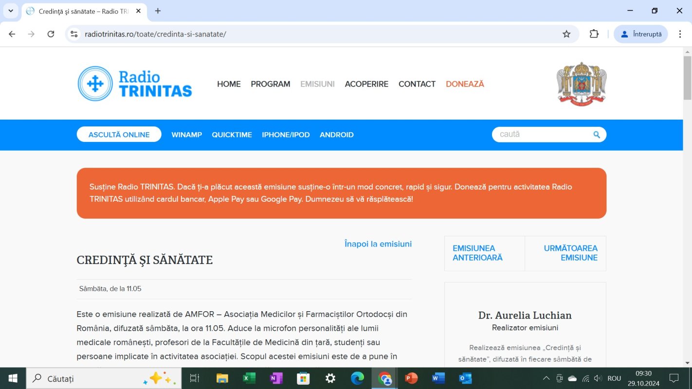 Despre credinţă şi sănătate, în dialog cu dr. Aurelia Luchian de la Radio TRINITAS 314336
