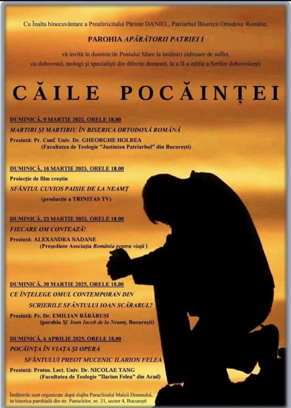 Conferințe duhovnicești la Parohia Apărătorii Patriei 1 din București 325722
