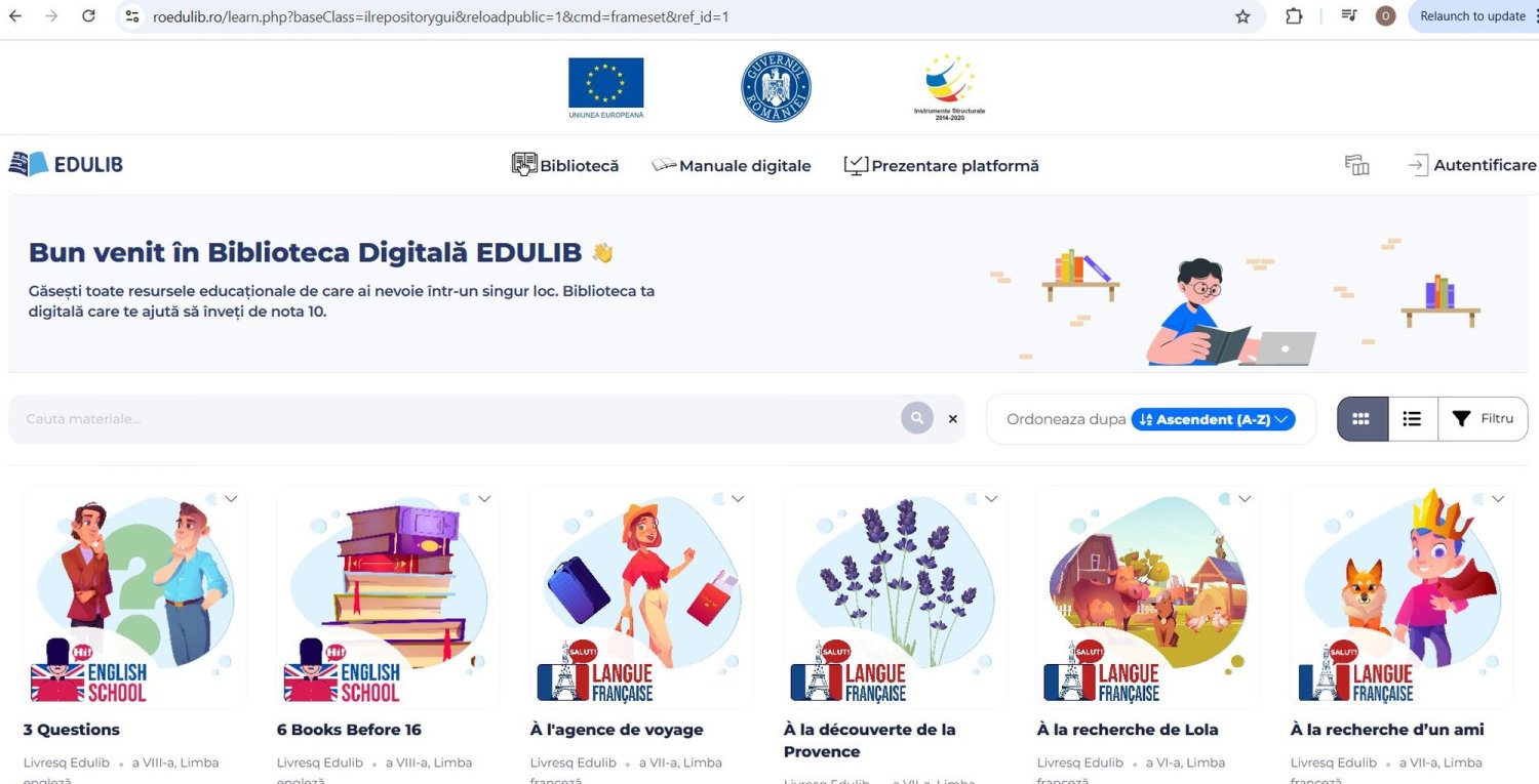 Elevii de gimnaziu au acces la biblioteca EDULIB 325901